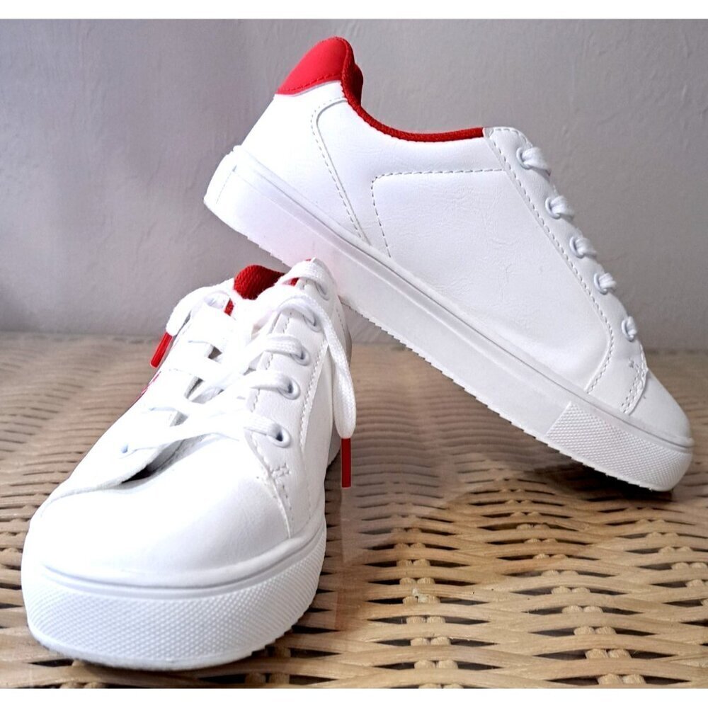 Disney Aldi's Women's 4 Minnie Mouse White Red Low Cut Lace Up Sneakers